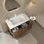 Meuble-lavabo en bois massif rayé Yolan 