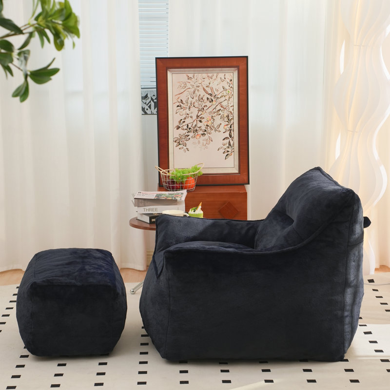 Fauteuils à billes, canapé confortable pour le salon, chambre à coucher, 28.35" H x 40.55" W x 38.98" D, Tissu bleu marine