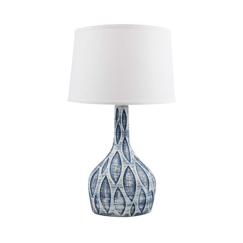 Lampe de table en céramique à motif en céramique 29 po à feuille en relief Milazzo