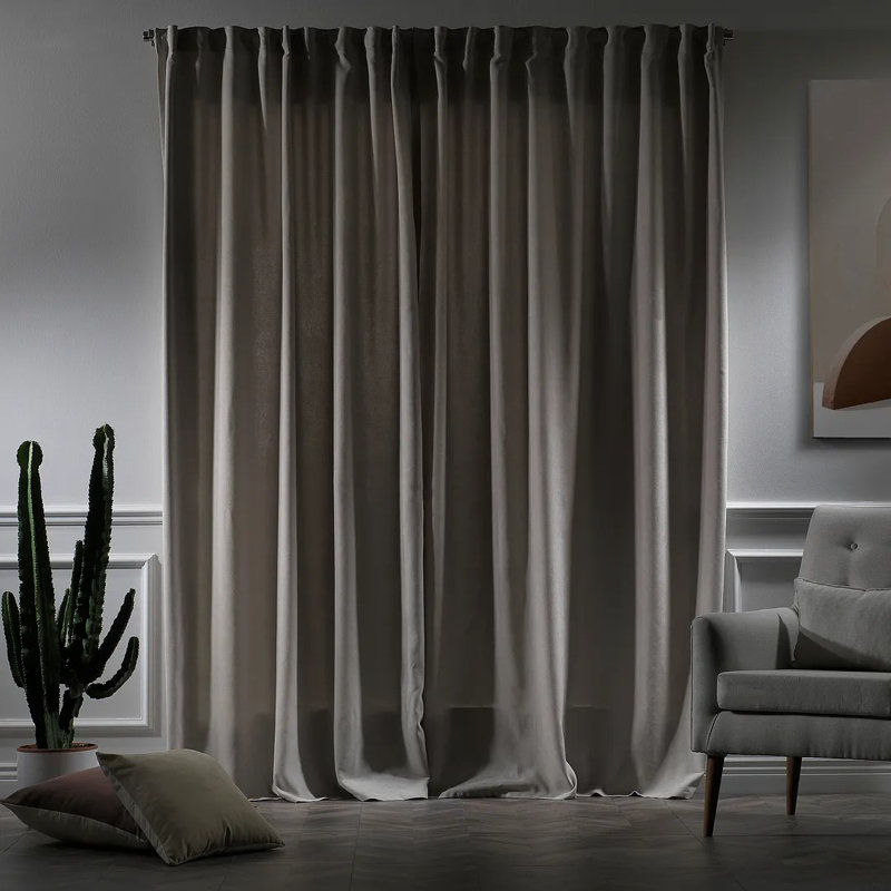 Extra Long & Extra Wide Decorative Curtain Single Panel, 140cm Width x 295cm Drop, Light Stone