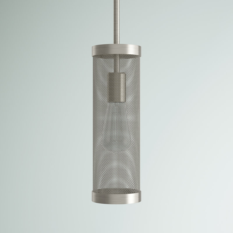 Luminaire suspendu cylindrique à 1 lumière Emilia, Nickel brossé
