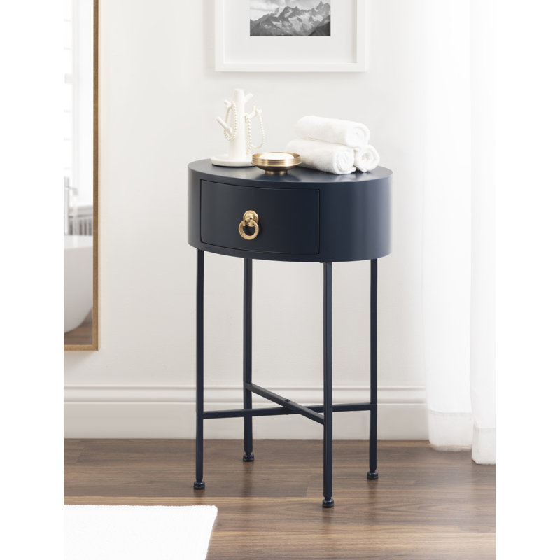 Leighty End Table with Storage, Navy, Navy, 24" H x 16" W x 11.50" D