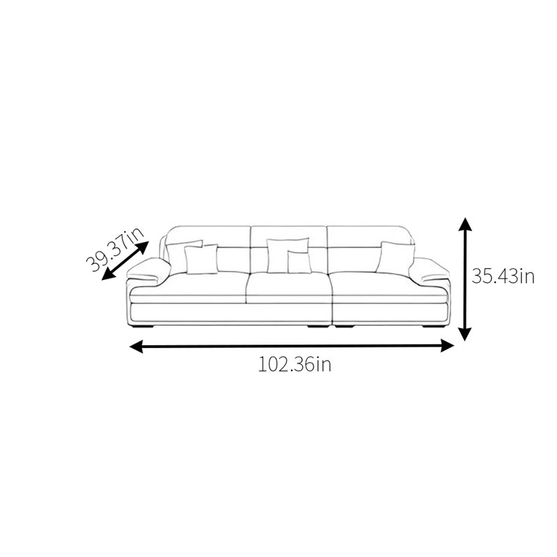 Modern Simplicity Sofa, 35.43" H x 102.36" W x 39.37" D