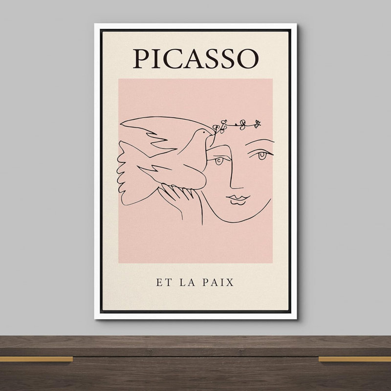 Classical Artwork " Et La Paix " by Pablo Picasso, Blanc, H 24 po x l 16 po x P 1,5 po