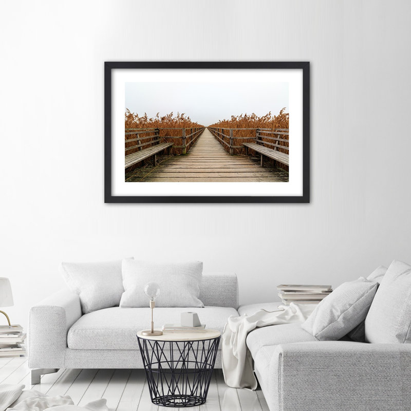 Platform On The Lake Shore - Single Picture Frame Print, 60cm H x 90cm W, Black
