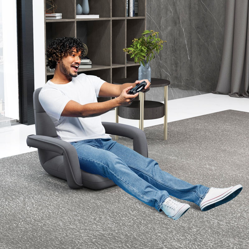 Upholstered Suede Armchair, Grey