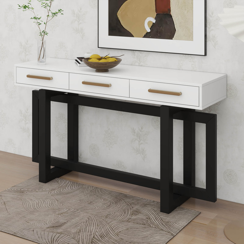 Console élégante avec trois tiroirs, table d'entrée très longue