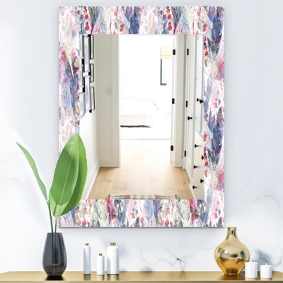 Miroir décoratif sans cadre éclectique plumes