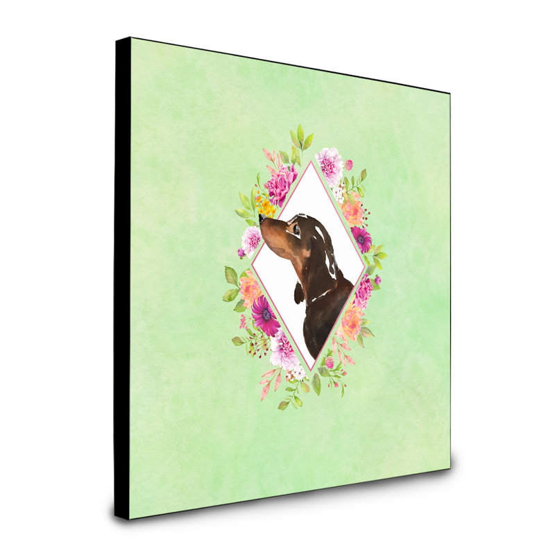 Panneau mural Dollman Flowers, Vert, Teckel brun foncé