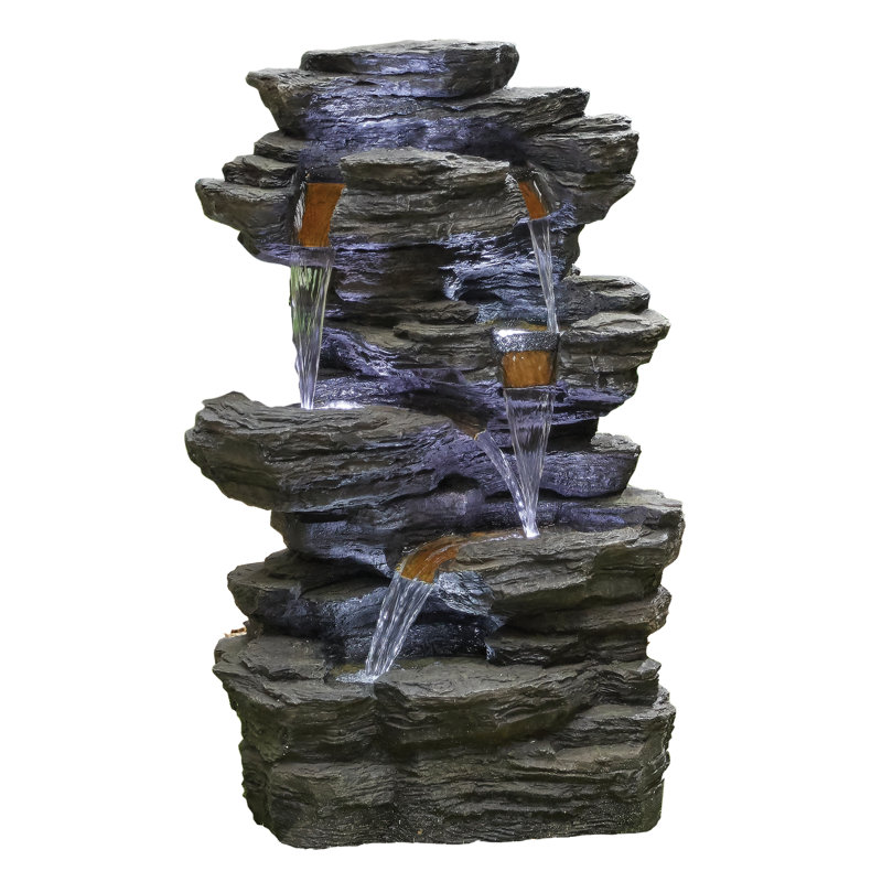 Ehtridge Outdoor Floor Fountain with Lights