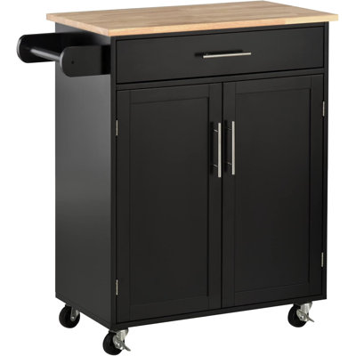 Kitchen Island Cart Rolling Trolley Cart With Drawer, Storage Cabinet & Towel Rack by 17 Stories