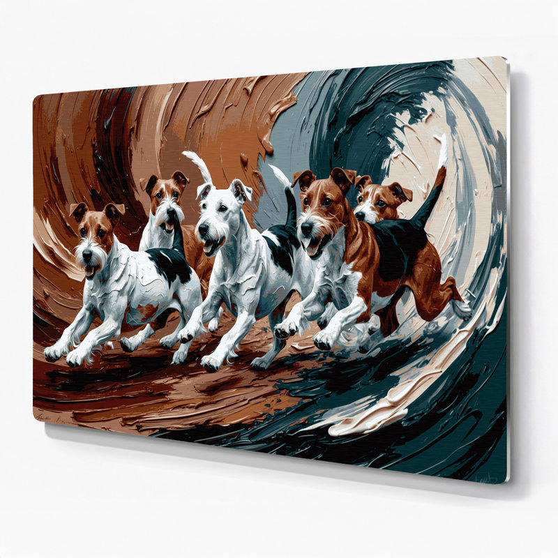«Dogs Smooth Fox Terrier», art mural en métal brun, H 11 po x l 14 po