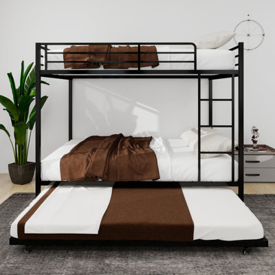 Lit superposé en fer carré durable avec rails de sécurité, look minimaliste moderne, idéal pour une chambre d'enfant, une chambre d'amis ou un espace commun, assemblage facile et performance durable, taille double: 137 cm x 190 cm