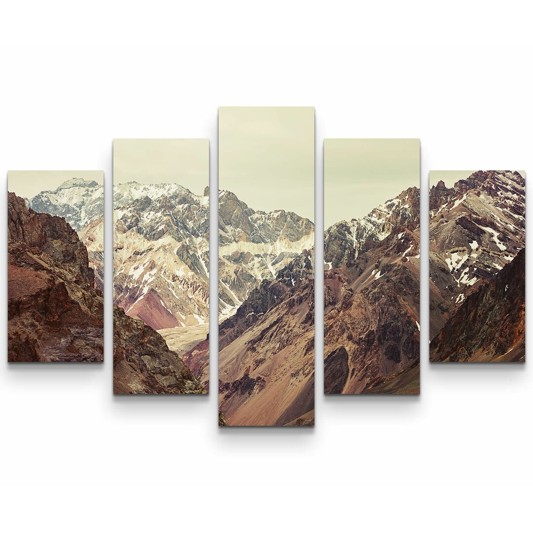 5-tlg. Leinwandbilder-Set Berge im Aconcagua National Park - Argentinien