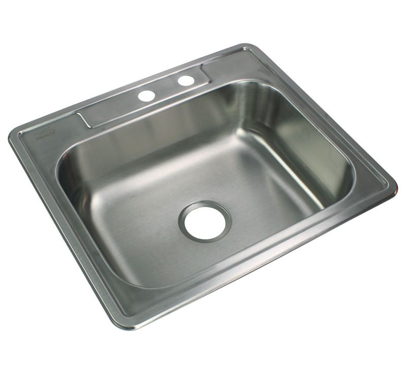 Évier de cuisine encastré L 25 po x l 22 po, 2 trous (MR2)