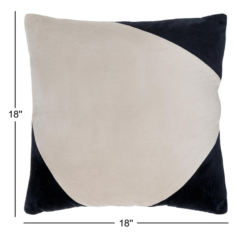 Coussin en coton Denny, 18 po x 18 po, Housse de coussin seulement - sans coussin, Noir