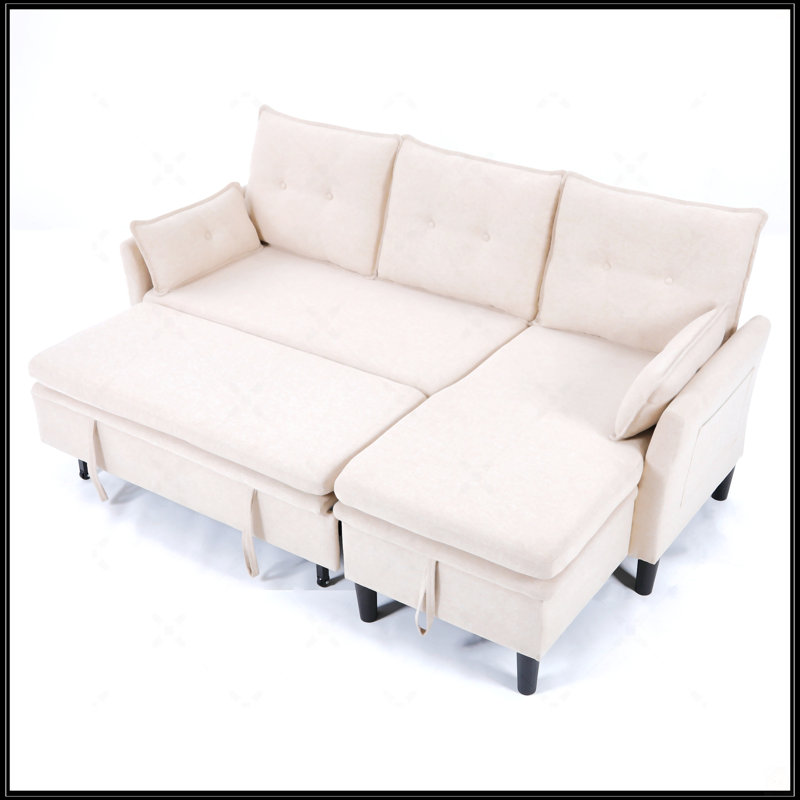 Canapé modulaire en L avec méridienne réversible avec rangement, Beige