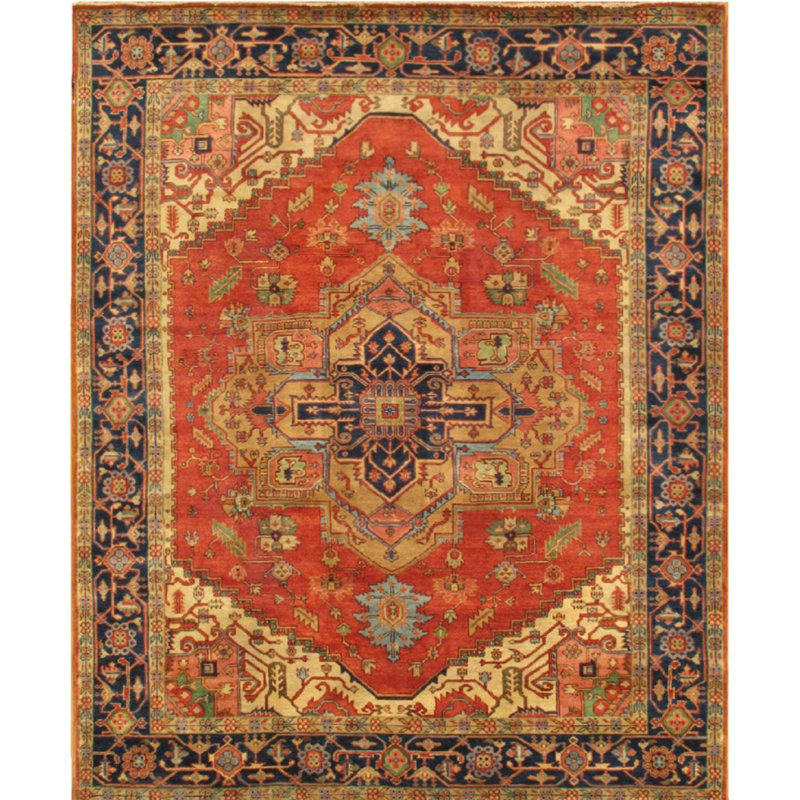 Canvello Serapi Hand-Knotted Rust Wool Area Rug- 9' X 12', Rectangle 9' x 12'