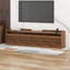 Meuble télé moderne cannelé avec lumière DEL et station de charge USB, console multimédia en bois avec 4 tiroirs, verre trempé-120876906