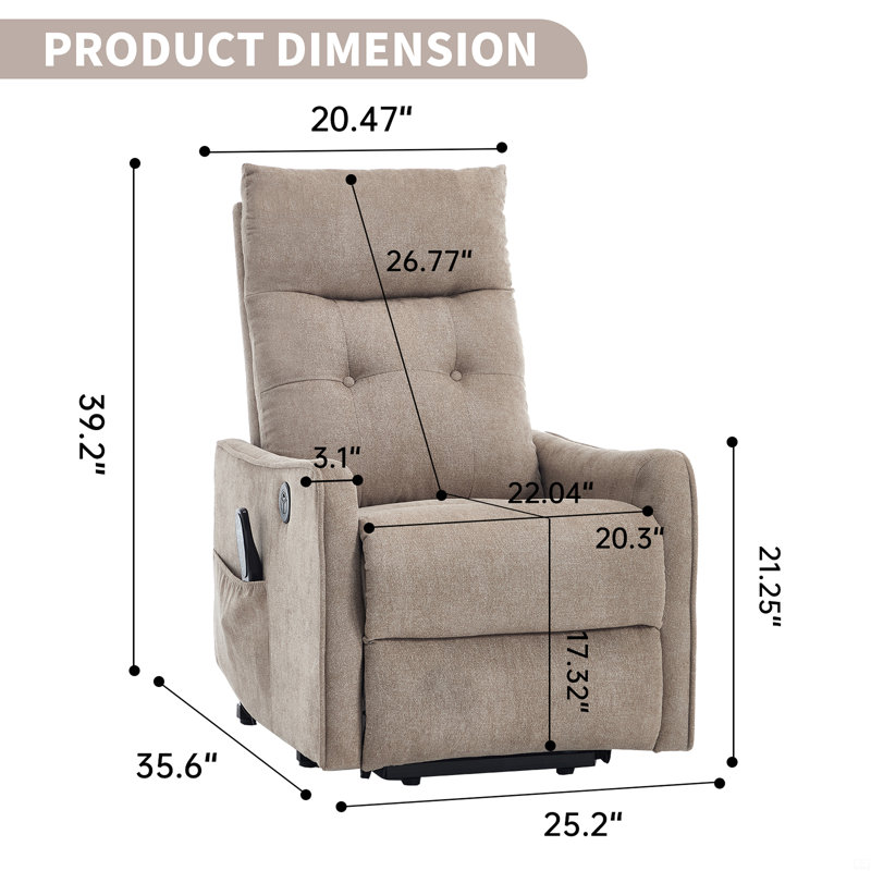 Fauteuil inclinable électrique Chenille, Marron clair