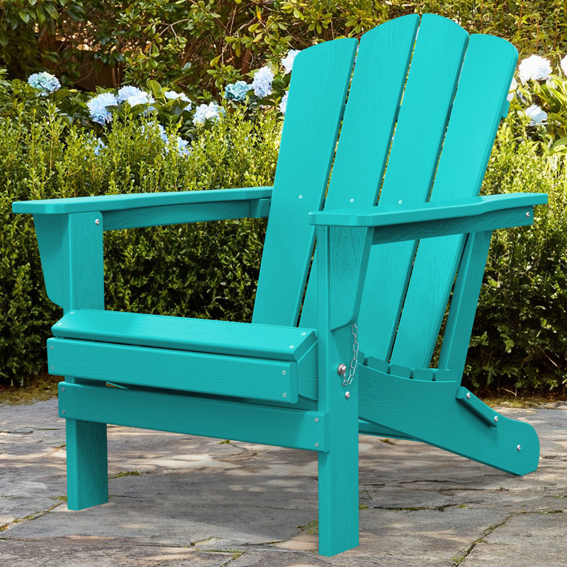 Wolak Foldable Outdoor Adirondack Chair, Aruba Blue