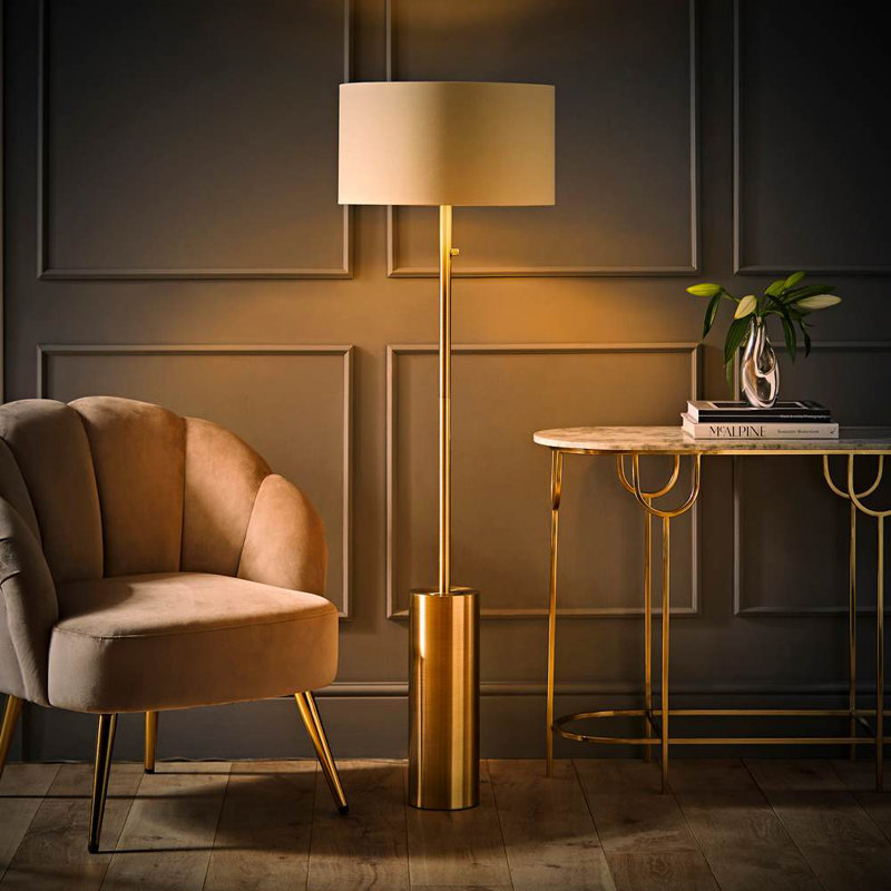 Alizander 150cm Traditional Floor Lamp, Beige, Yes, Antique Brass