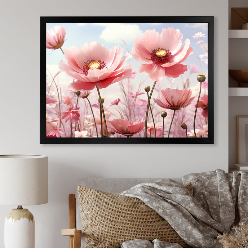 «Rose Glow Sunshine Blooms - Fleurs», art mural, Cadre doré à coins fermés, H 30 po x l 40 po x P 1,5 po