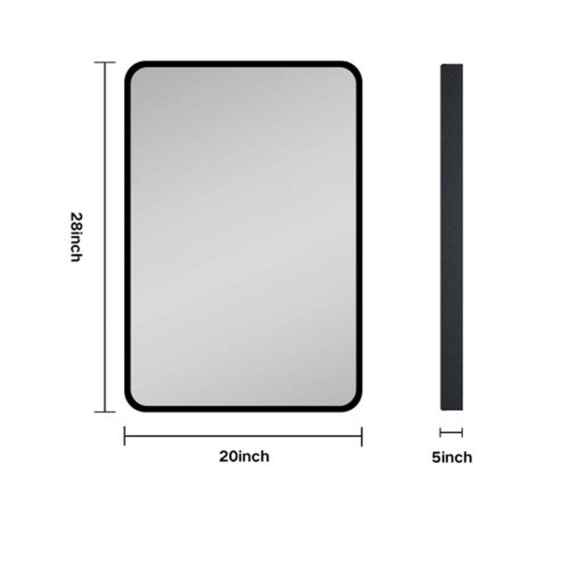 Armoire à pharmacie murale ou en métal avec miroir, H 28 po x l 20 po x P 4,90 po, Noir, noir, noir, noir
