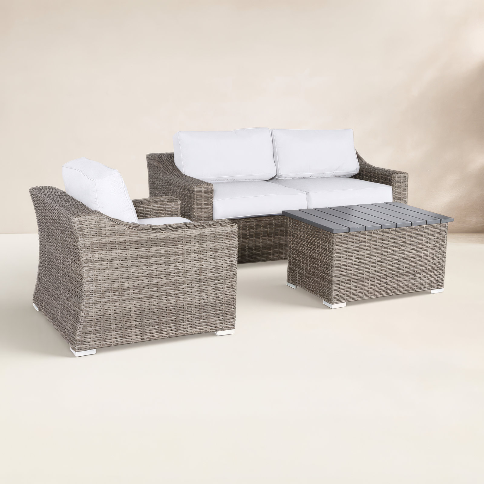 Gustavs 3-Person Sunbrella® Patio Seating Group, Mixed Gray