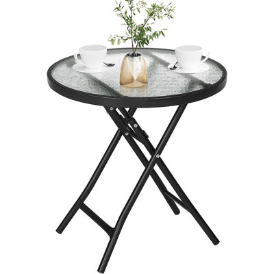 Htoo Round Glass Outdoor Side Table - 46 cm W 46 cm D