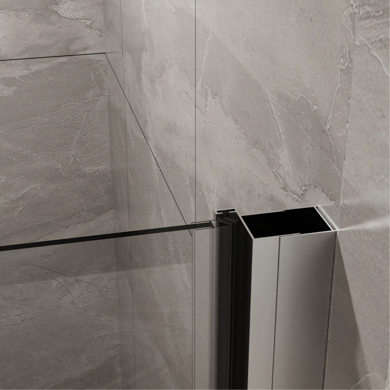 Porte de douche pivotante 34 po x 72 po, porte de douche en verre trempé épais de 1/4 po, conception semi-sans cadre, Chrome