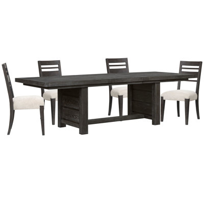 Table de salle à manger extensible à tréteaux avec 4 chaises d'appoint