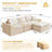 Multifunctional Chenille Sofas, Spacious L-shape With Movable Ottoman For Home