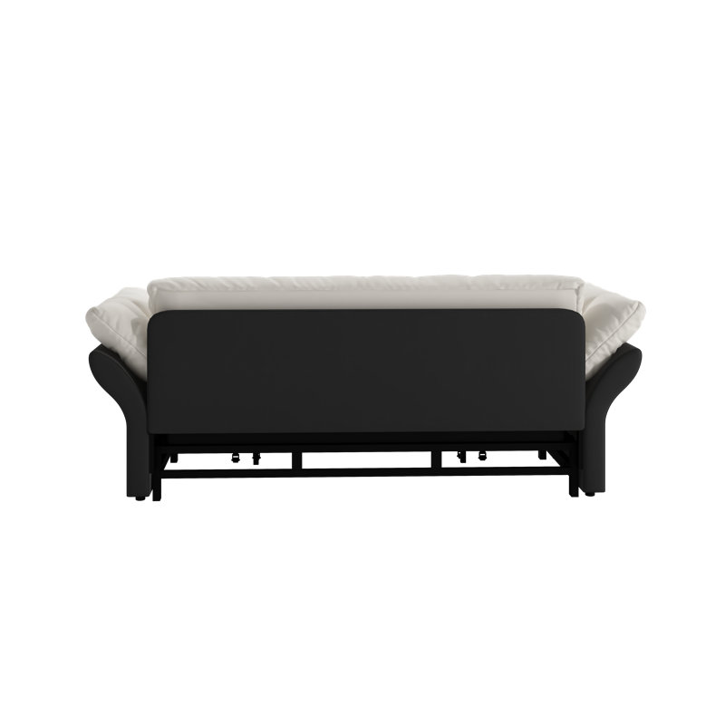 Canapé-lit en velours capitonné avec 2 coussins moelleux, Beige