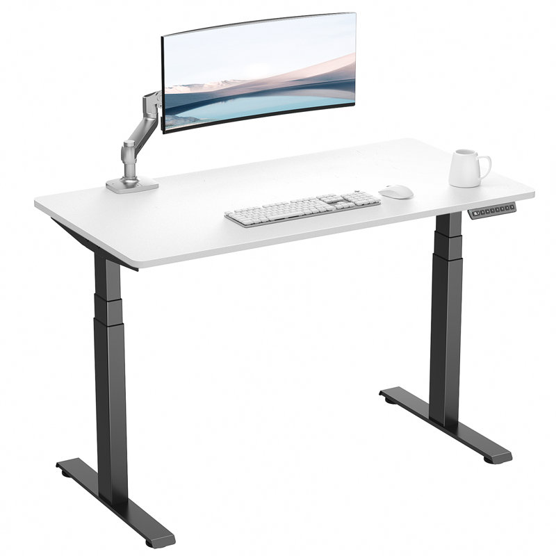  Bureau debout de qualité supérieure, Blanc, Noir, H 49,3 po x l 48 po x P 24 po