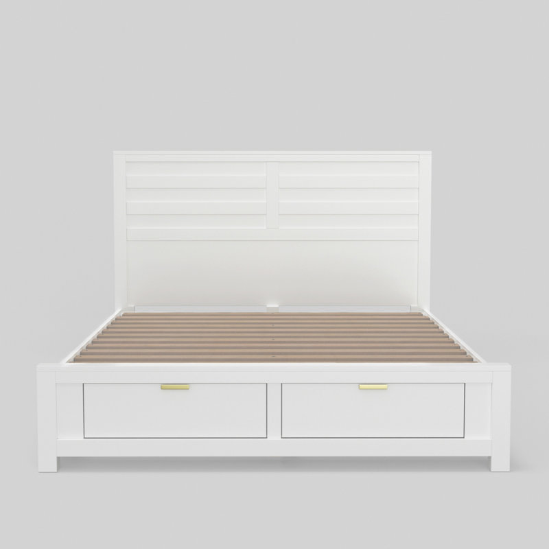 Lit de rangement Milburn Carmel, Double, blanc