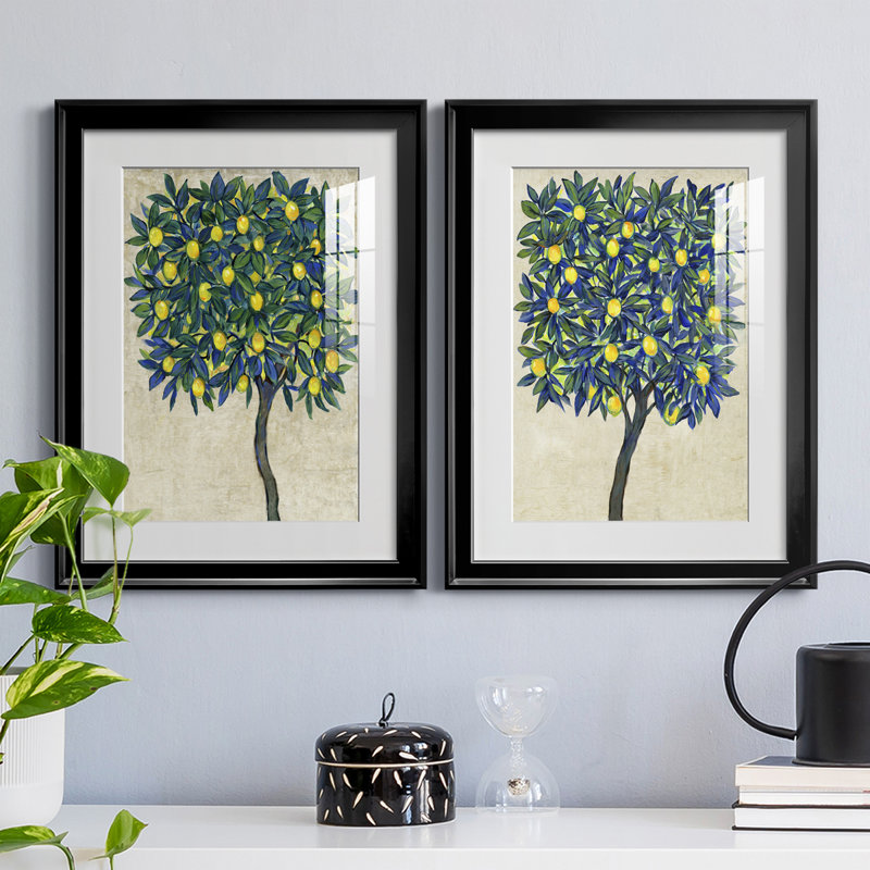 «Lemon Tree Composition I», reproduction encadrée de qualité supérieure - prête à être accrochée, Cadre noir