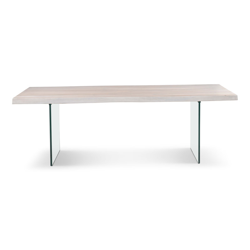 Brooks Solid Wood Double Pedestal Dining Table, 29.75"H x 92"L x 40"W, White Wash