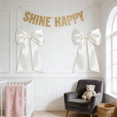 Nœuds surdimensionnés en ruban de satin (ensemble de 2) pour décoration murale et de porte - ensemble de nœuds de coquettes suspendues réutilisables - avec couche de stabilité interne - toile de fond de mariage / fête, sommet d'arbre - blanc, 40 x 24 po