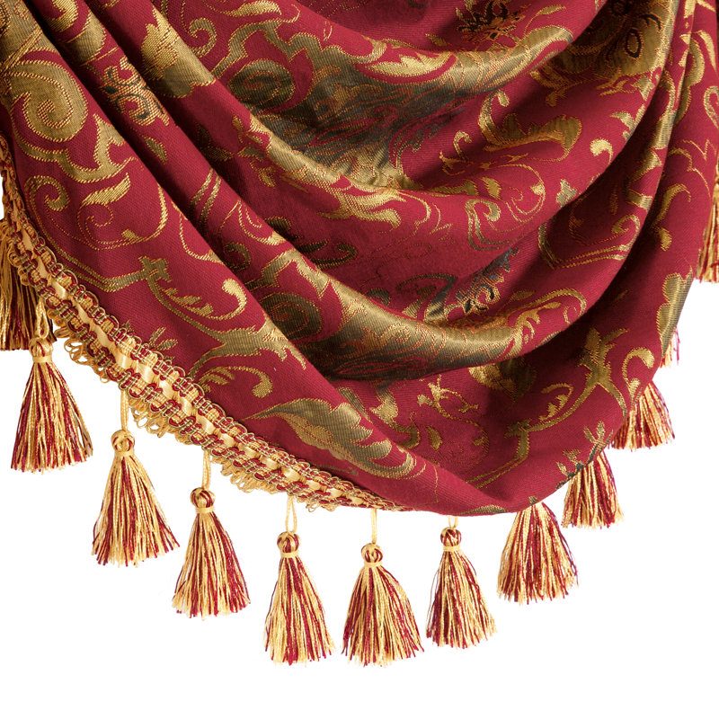 Damask Swag Window Valance in Red, 39" W x 45" L
