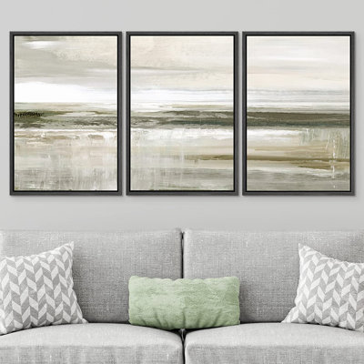 " Pastel Country Field Abstract Landscape " 3 - Pieces
