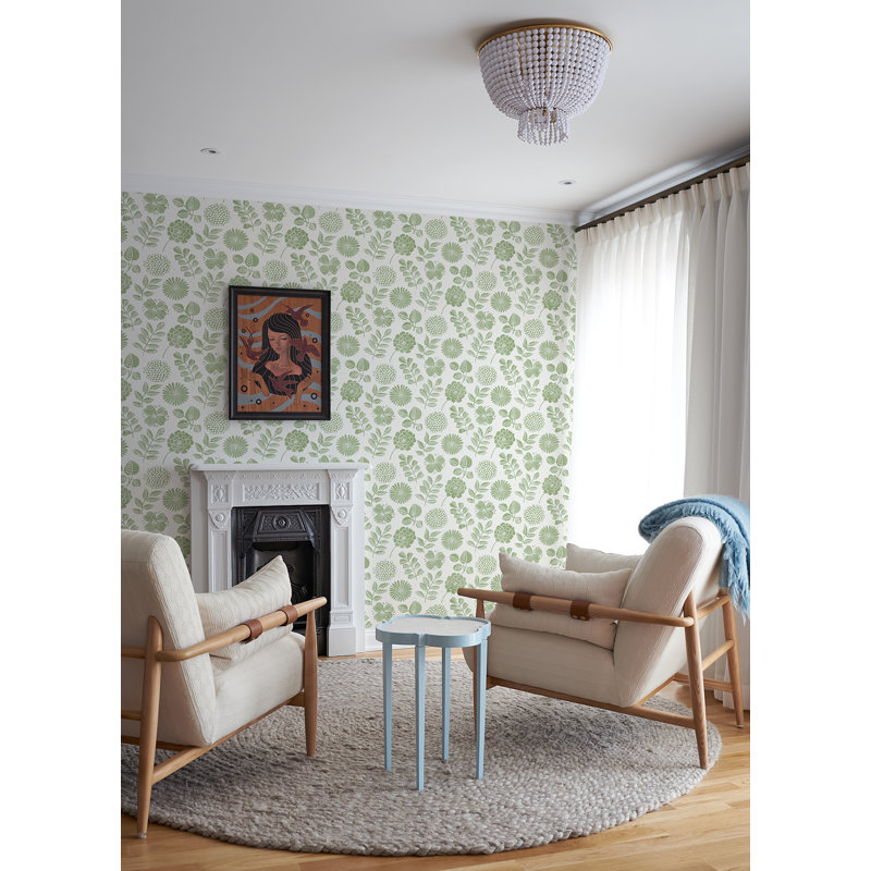 33' L x 20.5" W Wallpaper Roll, Teal