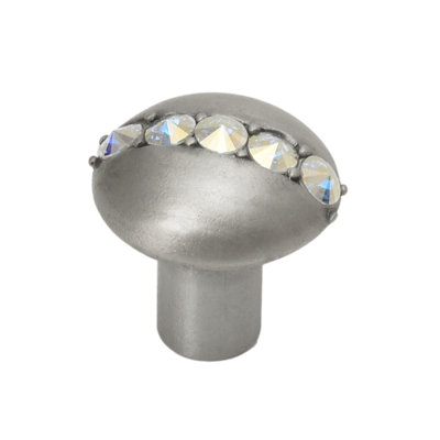 Caché round knob with centre of 5 rivoli Swarovski Clear Crystalsin Gilded Mercury
