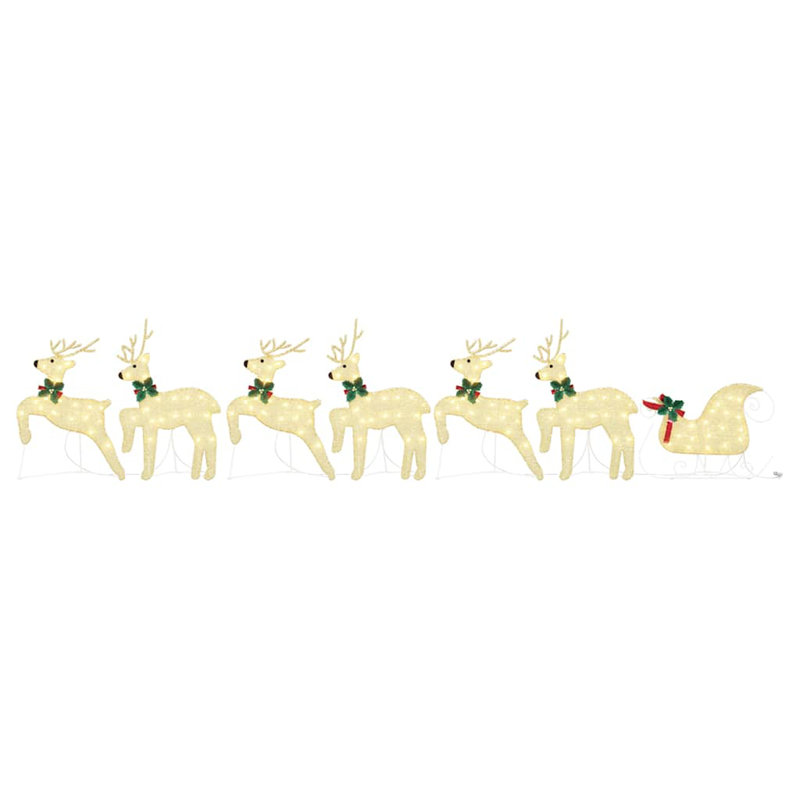 vidaXL LED Reindeers Fabric, Gold