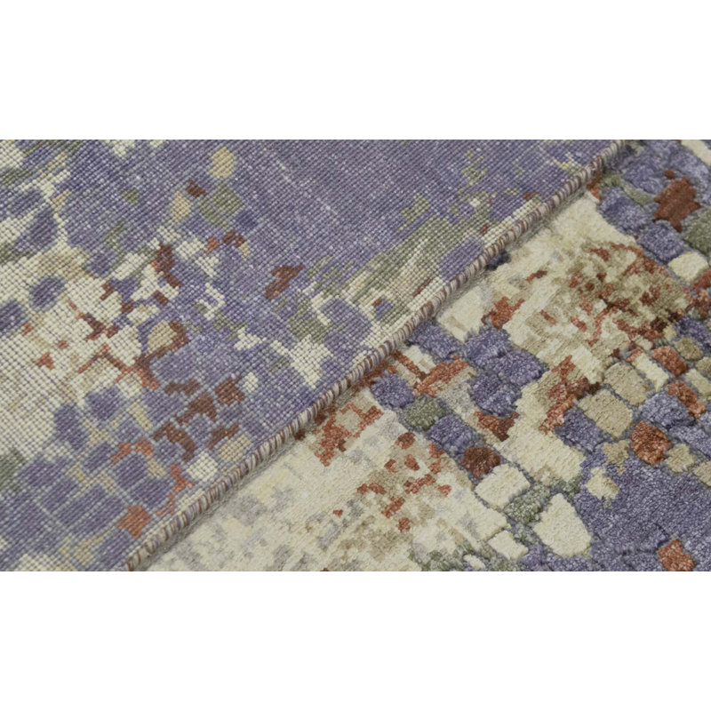 Hand-Knotted High-Quality Purple and Gold Area Rug