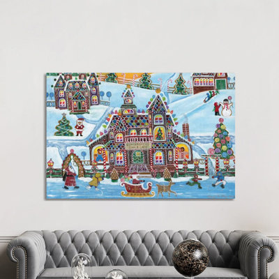 «Christmas Gingerbread Inn and Cafe» par Cheryl Bartley, impression sur toile tendue