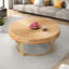 Modern Round Coffee Table With Carving Pattern And Metal Legs-2038469305