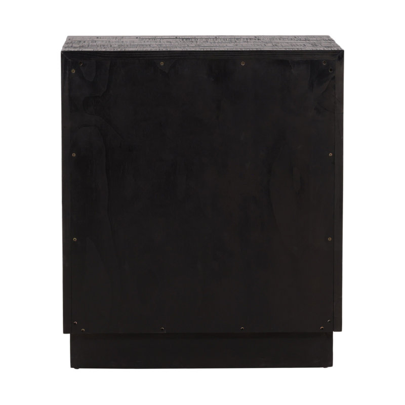 Humphreys 3-Drawer Pine Wood Nightstand, Black