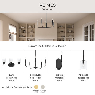 Reines 6-Light Matte Black Large Chandelier
