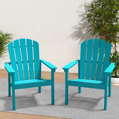 Set of 2 Stackable Adirondack Chairs – All-Weather HDPE Outdoor Patio Chairs with Ergonomic Design, Easy Storage, and Low Maintenance by Highland Dunes